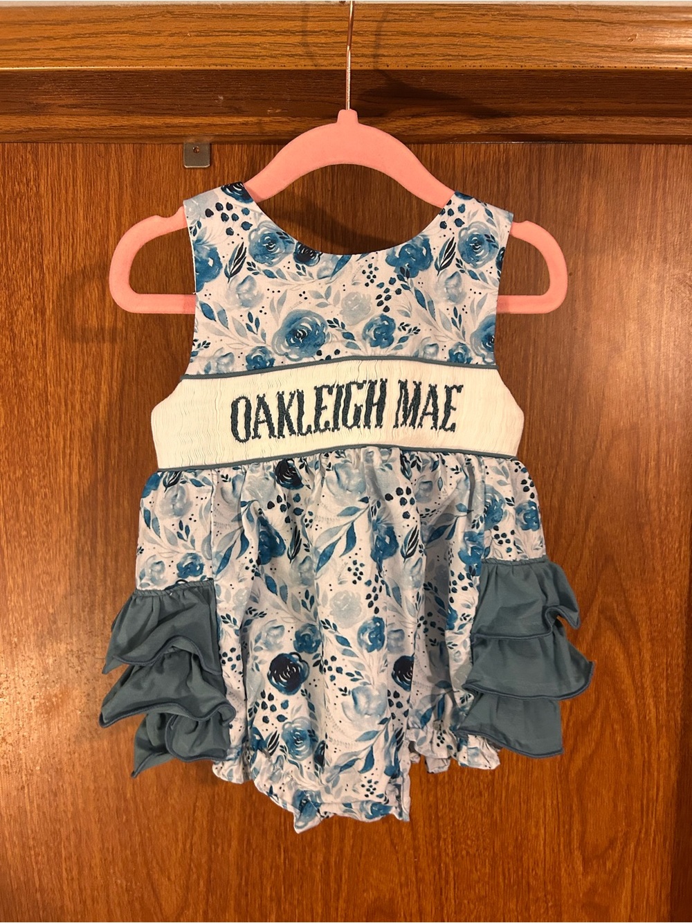 Oakleigh Mae Blue Floral Smock